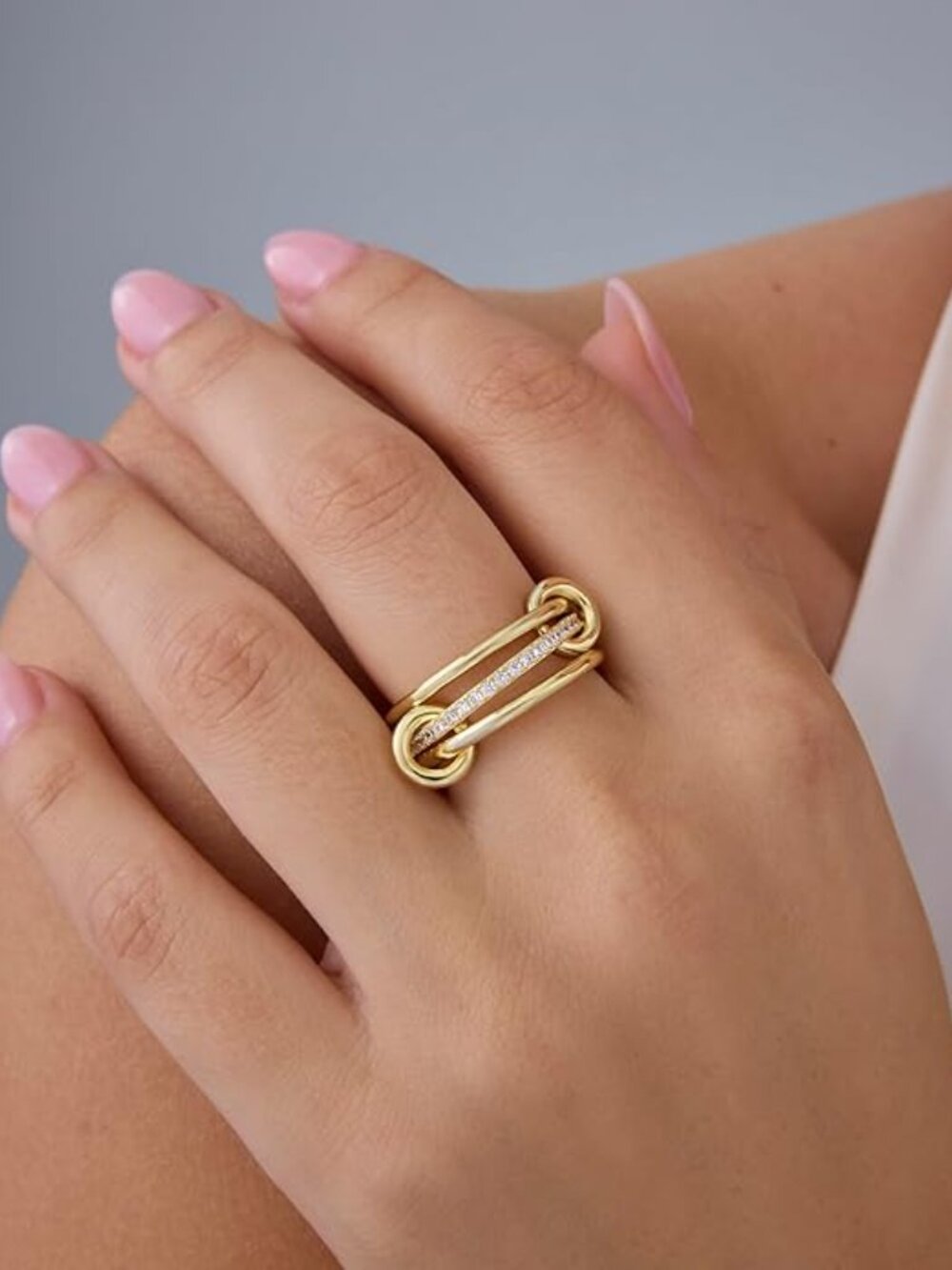 PAVOI 14K Gold Plated Interlocked Stackable Rings - Picture 3 of 4